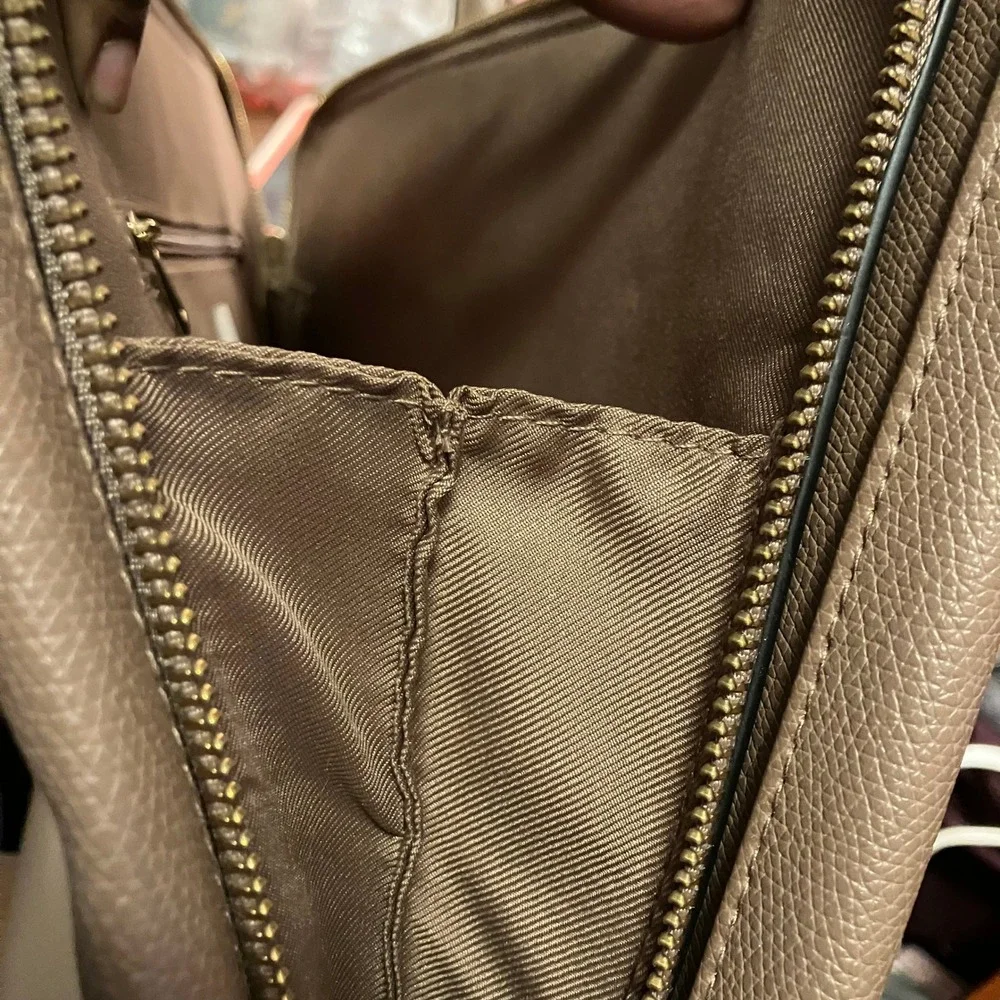 A New Day Brown Faux Leather Medium Tote Bag Crossbody Handbag Work Travel